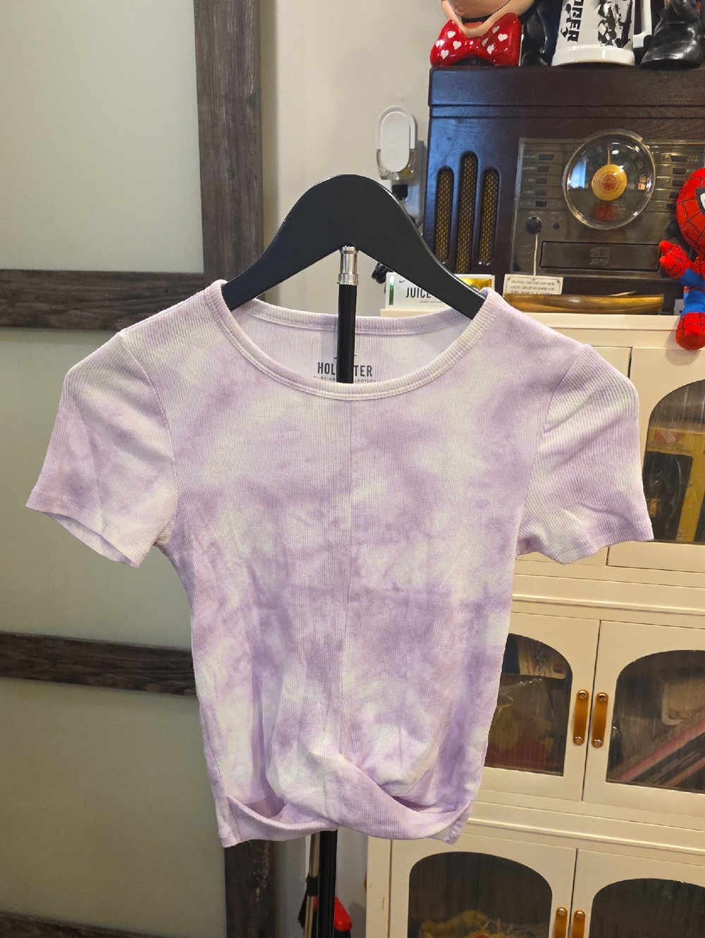 Hollister Lavender Tie-Dye Ribbed Short Sleeve Tee